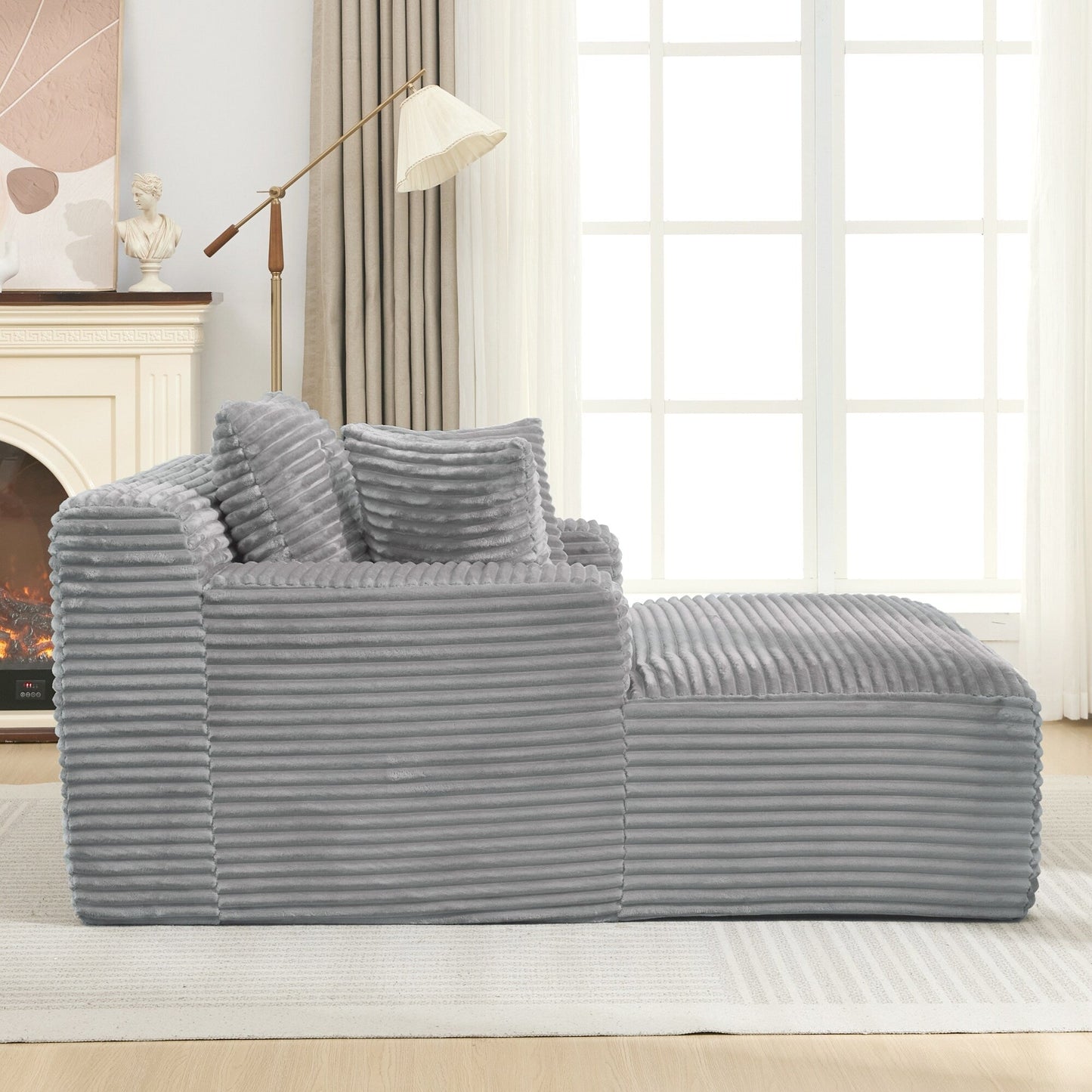 Divano letto con chaise longue completamente compresso Roomfitters con cuscini rimovibili, divano moderno imbottito