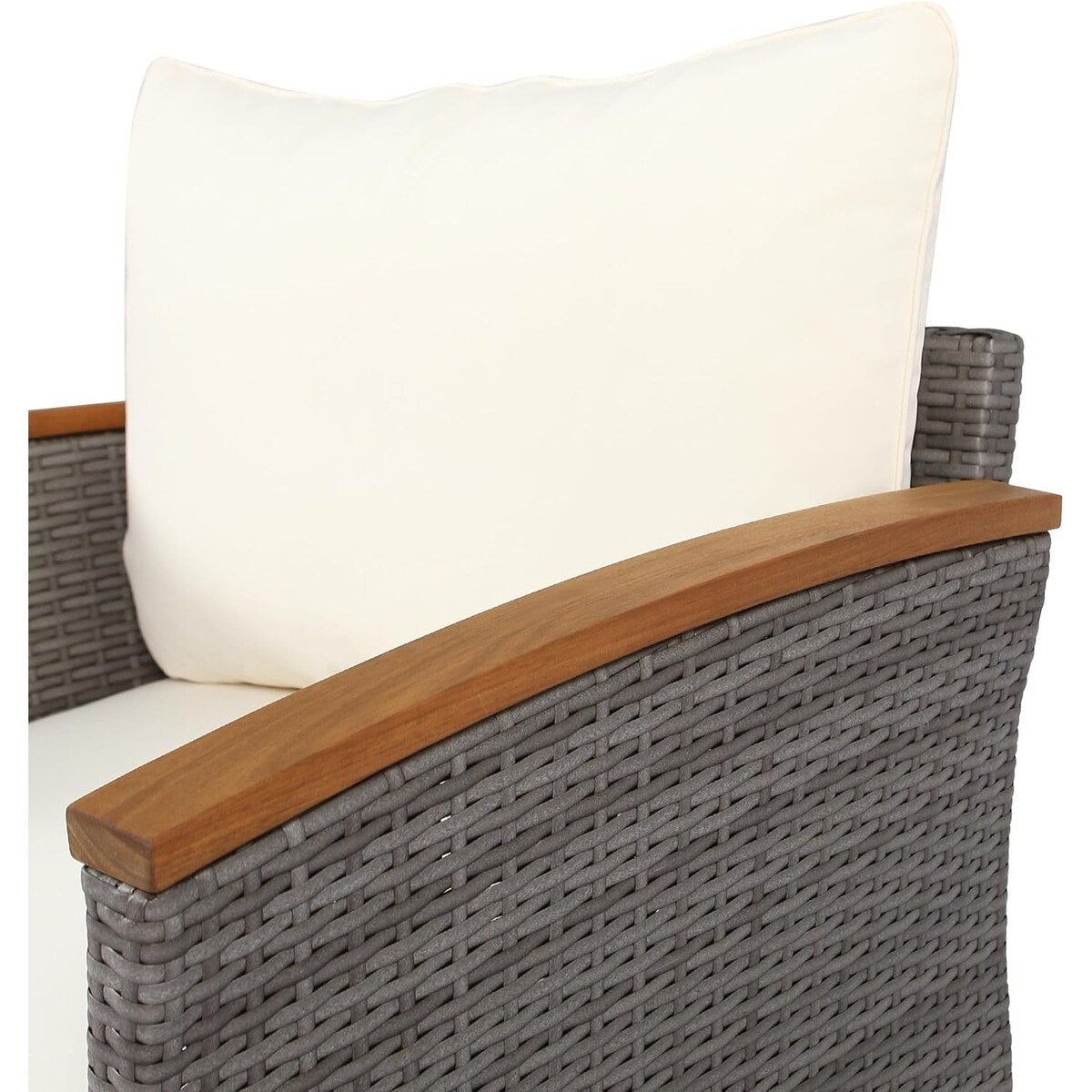 Set di mobili da giardino in rattan da 9 pezzi Roomfitters, set da conversazione all'aperto con gambe in legno di acacia e piano del tavolo