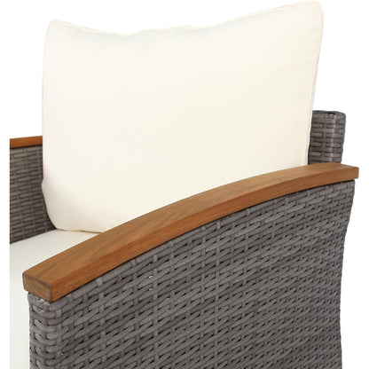 Set di mobili da giardino in rattan da 9 pezzi Roomfitters, set da conversazione all'aperto con gambe in legno di acacia e piano del tavolo