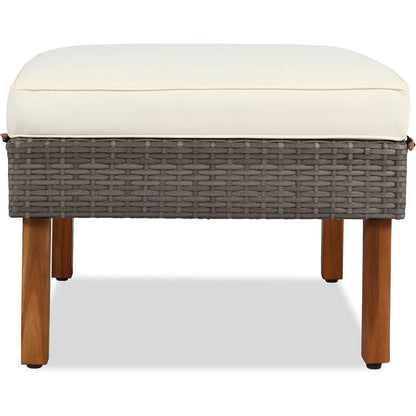 Set di mobili da giardino in rattan da 9 pezzi Roomfitters, set da conversazione all'aperto con gambe in legno di acacia e piano del tavolo