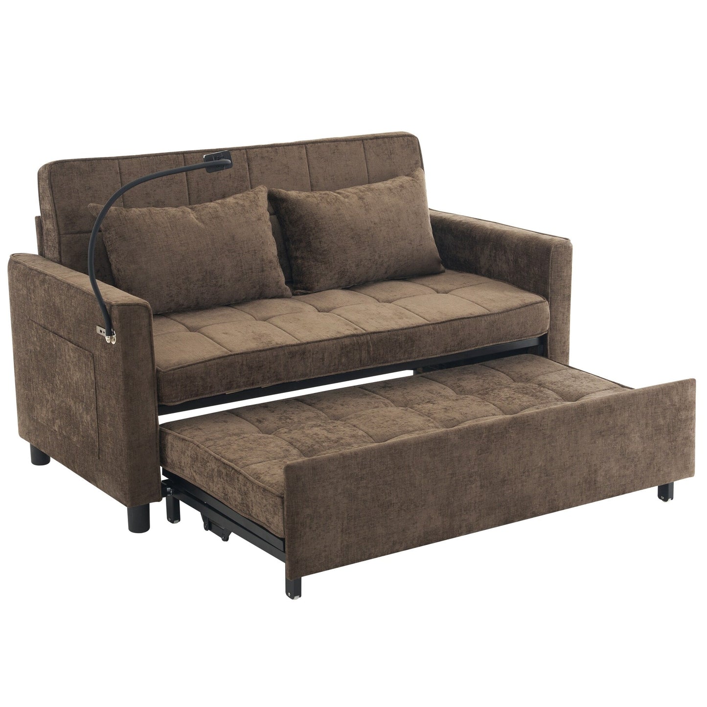 Divano letto estraibile Roomfitters Loveseat con cuscino schienale reversibile, tasche laterali, porte USB e porta telefono