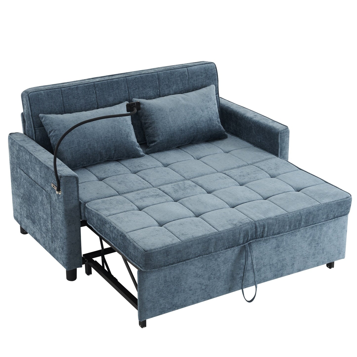 Divano letto estraibile Roomfitters Loveseat con cuscino schienale reversibile, tasche laterali, porte USB e porta telefono