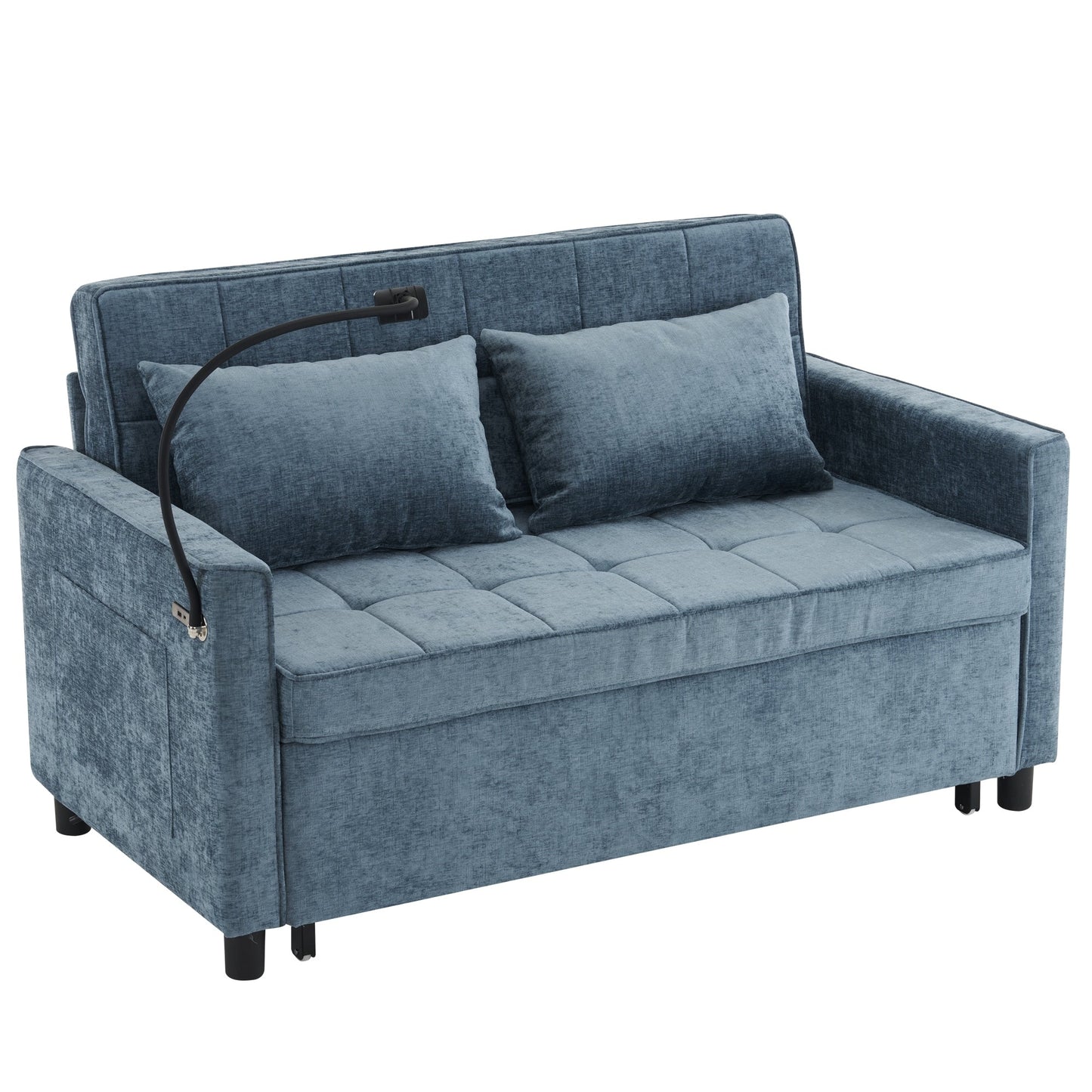Divano letto estraibile Roomfitters Loveseat con cuscino schienale reversibile, tasche laterali, porte USB e porta telefono