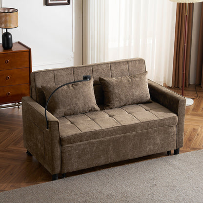 Divano letto estraibile Roomfitters Loveseat con cuscino schienale reversibile, tasche laterali, porte USB e porta telefono