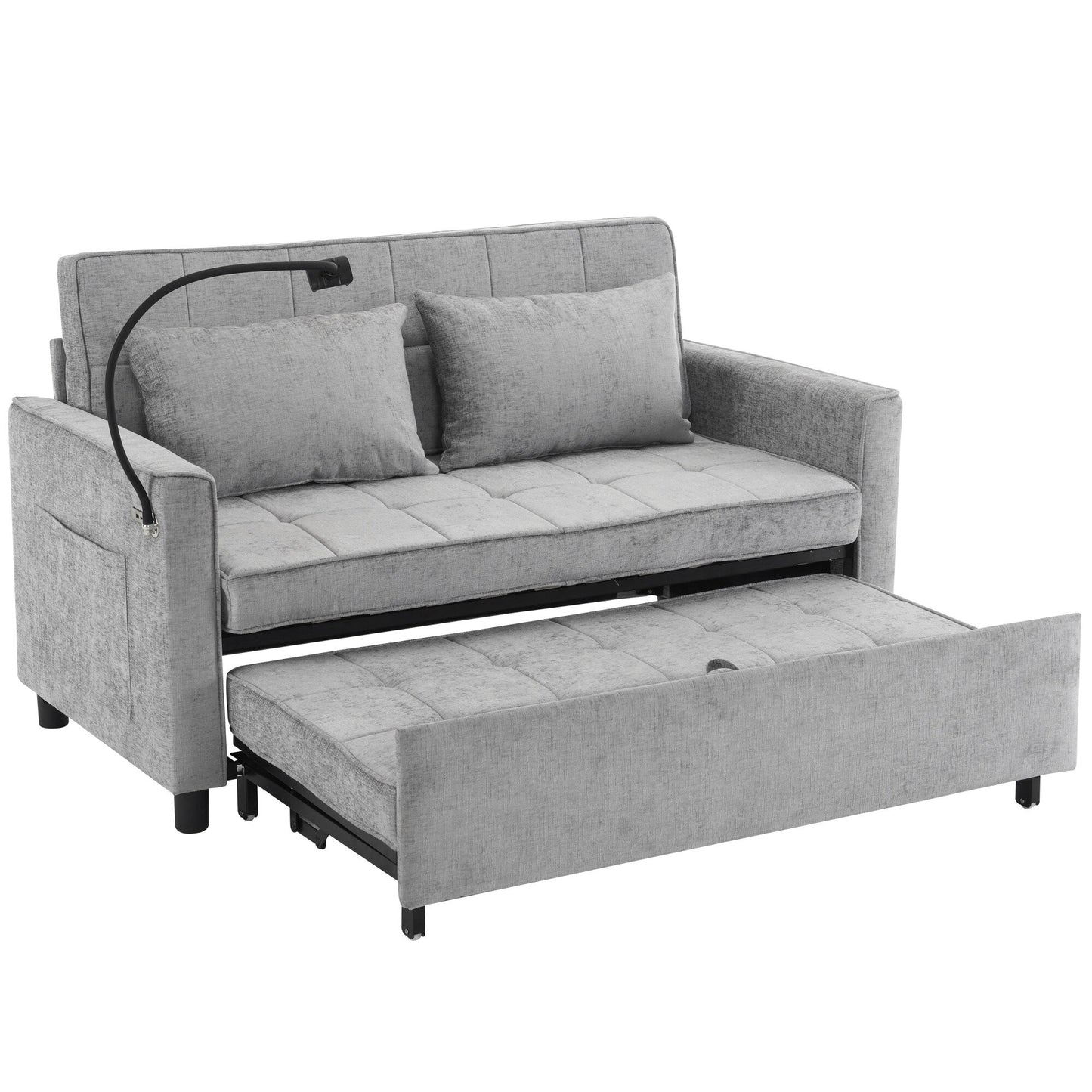 Divano letto estraibile Roomfitters Loveseat con cuscino schienale reversibile, tasche laterali, porte USB e porta telefono