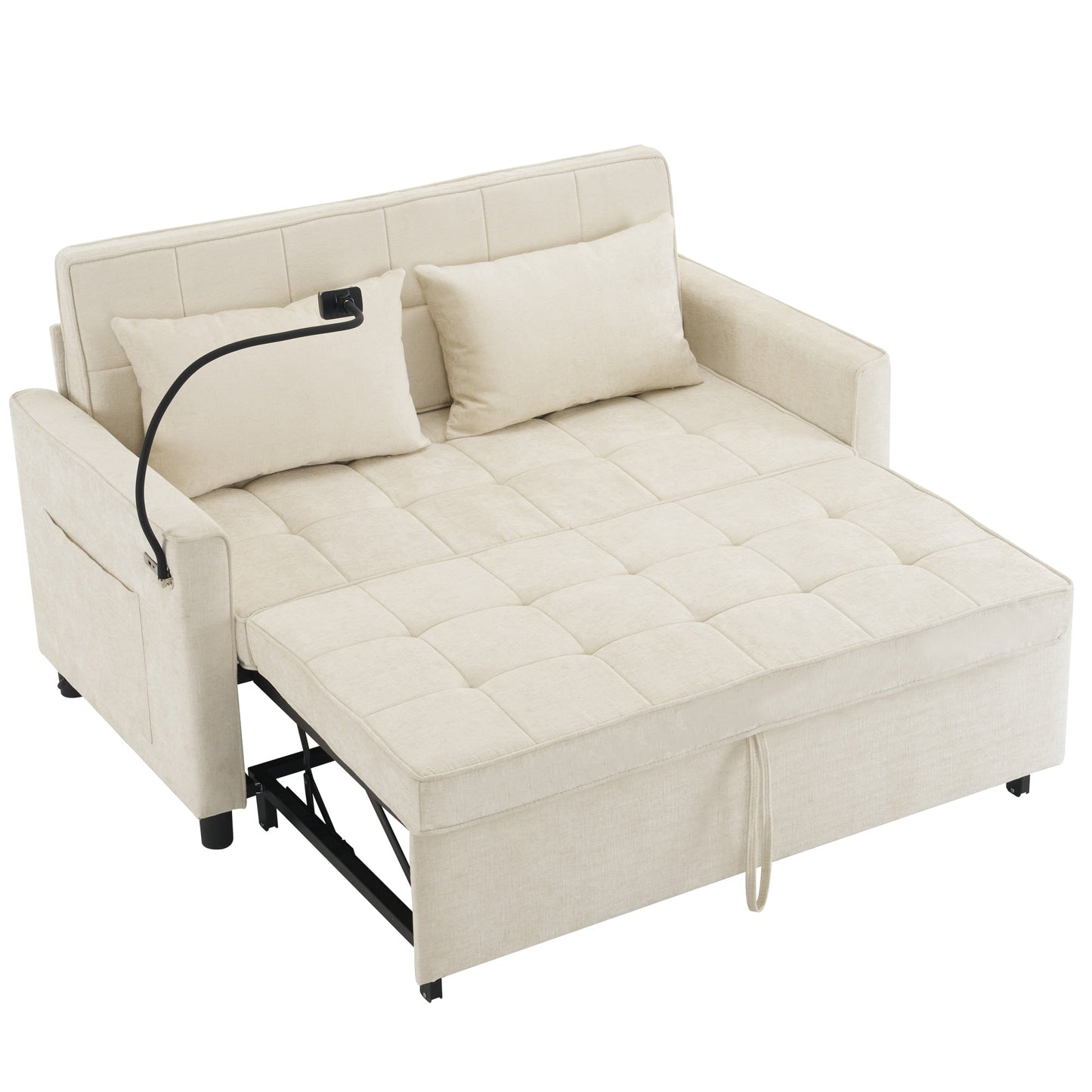Divano letto estraibile Roomfitters Loveseat con cuscino schienale reversibile, tasche laterali, porte USB e porta telefono
