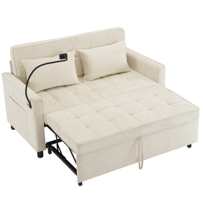 Divano letto estraibile Roomfitters Loveseat con cuscino schienale reversibile, tasche laterali, porte USB e porta telefono
