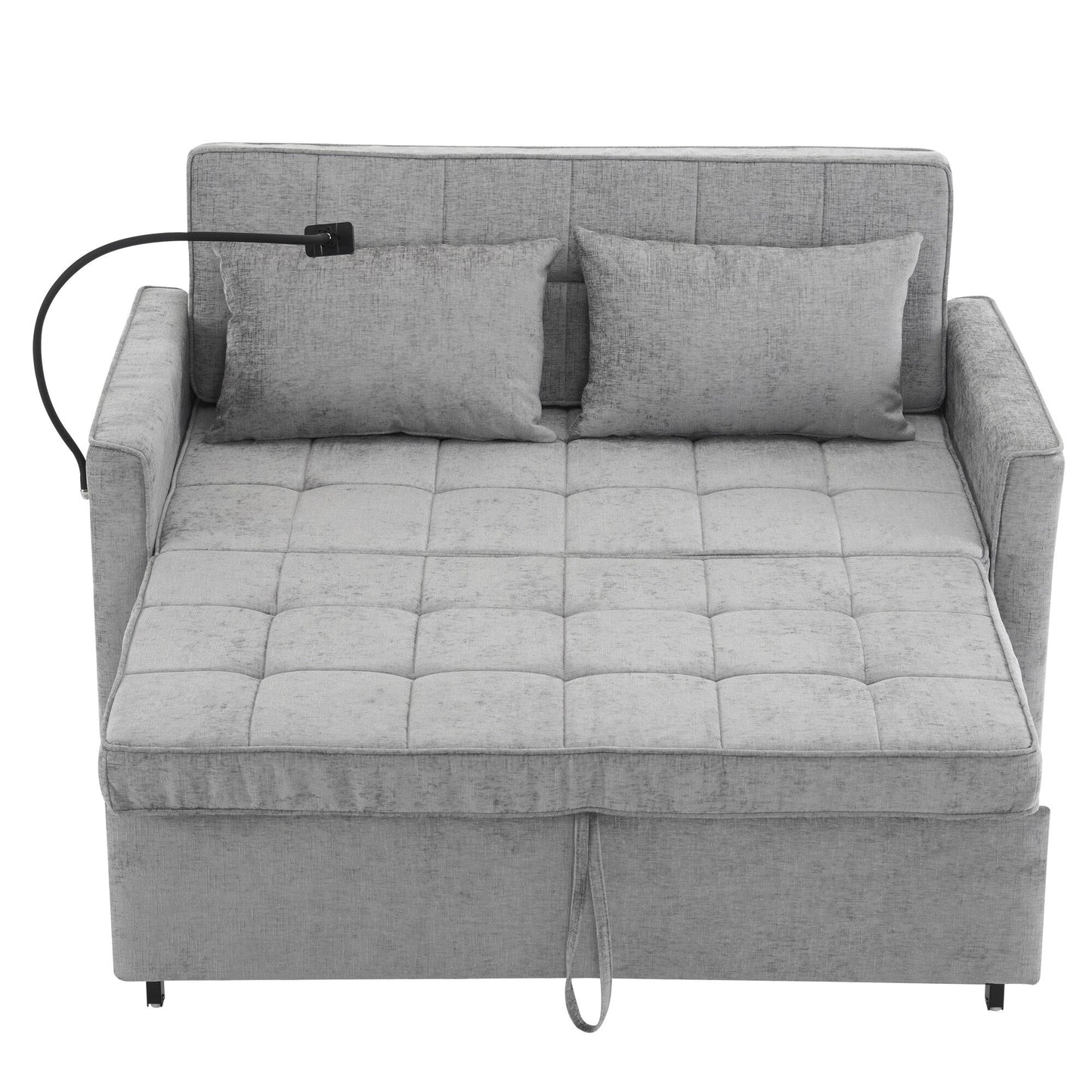 Divano letto estraibile Roomfitters Loveseat con cuscino schienale reversibile, tasche laterali, porte USB e porta telefono