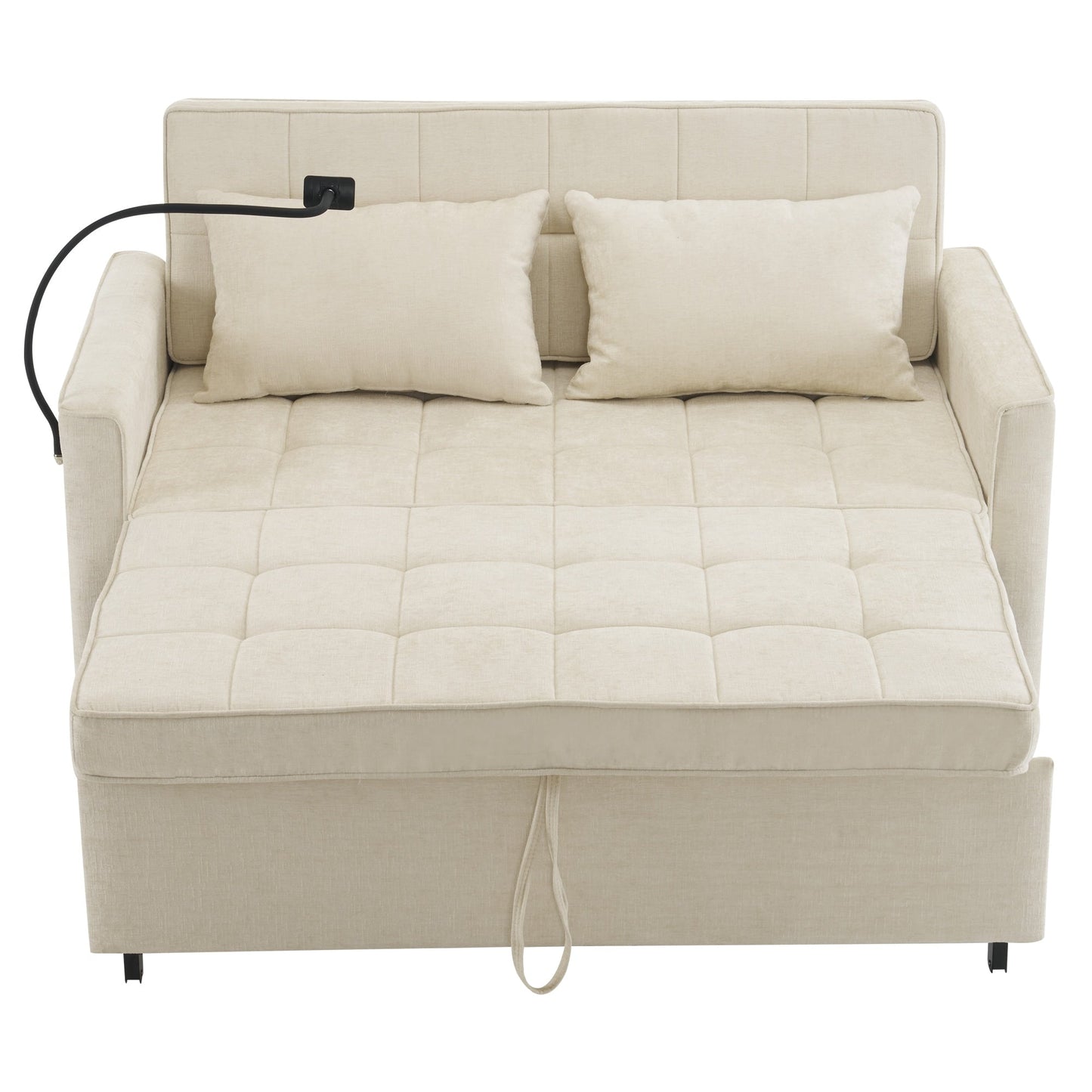 Divano letto estraibile Roomfitters Loveseat con cuscino schienale reversibile, tasche laterali, porte USB e porta telefono