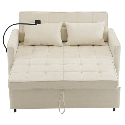 Divano letto estraibile Roomfitters Loveseat con cuscino schienale reversibile, tasche laterali, porte USB e porta telefono