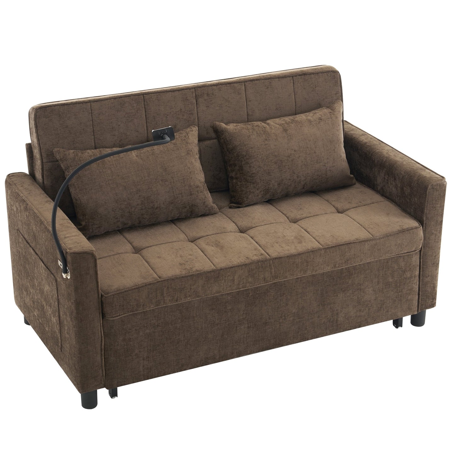 Divano letto estraibile Roomfitters Loveseat con cuscino schienale reversibile, tasche laterali, porte USB e porta telefono