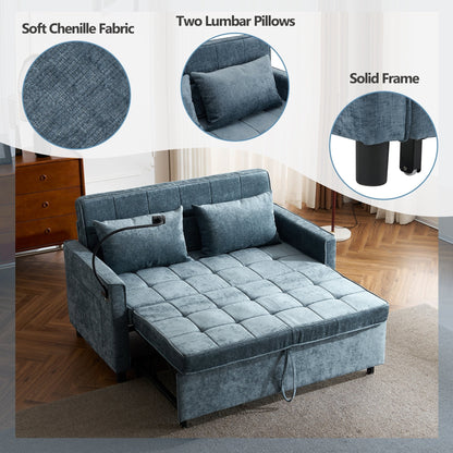 Divano letto estraibile Roomfitters Loveseat con cuscino schienale reversibile, tasche laterali, porte USB e porta telefono