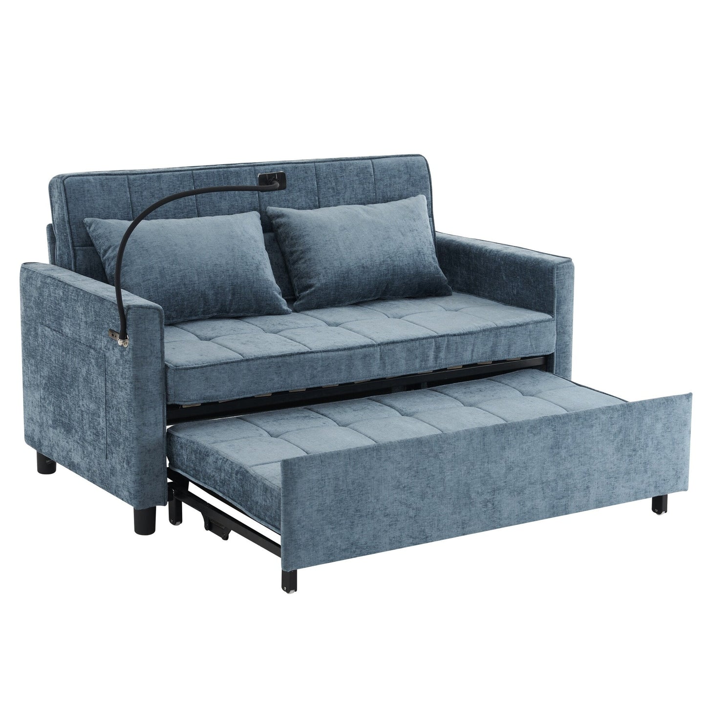 Divano letto estraibile Roomfitters Loveseat con cuscino schienale reversibile, tasche laterali, porte USB e porta telefono