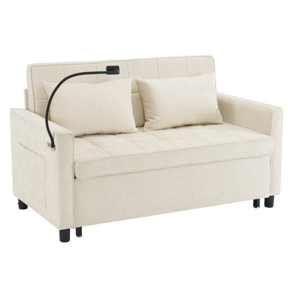 Divano letto estraibile Roomfitters Loveseat con cuscino schienale reversibile, tasche laterali, porte USB e porta telefono
