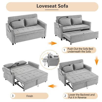 Divano letto estraibile Roomfitters Loveseat con cuscino schienale reversibile, tasche laterali, porte USB e porta telefono