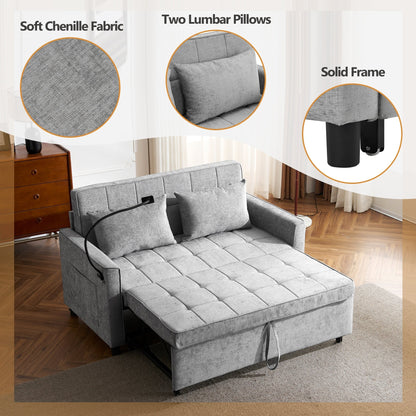 Divano letto estraibile Roomfitters Loveseat con cuscino schienale reversibile, tasche laterali, porte USB e porta telefono