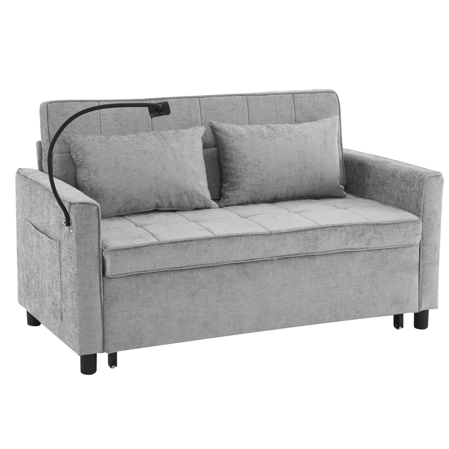 Divano letto estraibile Roomfitters Loveseat con cuscino schienale reversibile, tasche laterali, porte USB e porta telefono