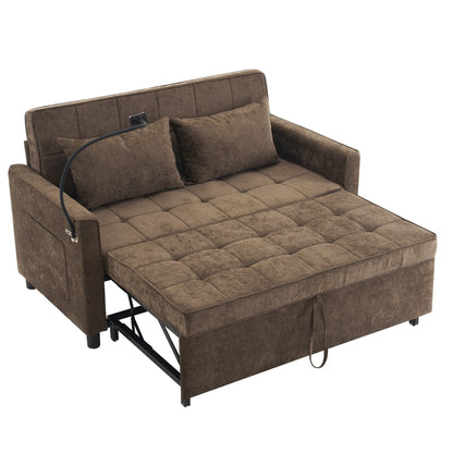 Divano letto estraibile Roomfitters Loveseat con cuscino schienale reversibile, tasche laterali, porte USB e porta telefono