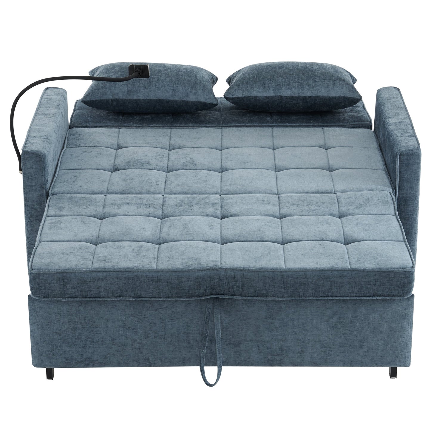 Divano letto estraibile Roomfitters Loveseat con cuscino schienale reversibile, tasche laterali, porte USB e porta telefono