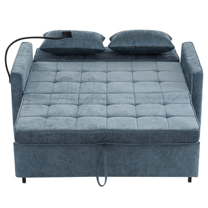 Divano letto estraibile Roomfitters Loveseat con cuscino schienale reversibile, tasche laterali, porte USB e porta telefono