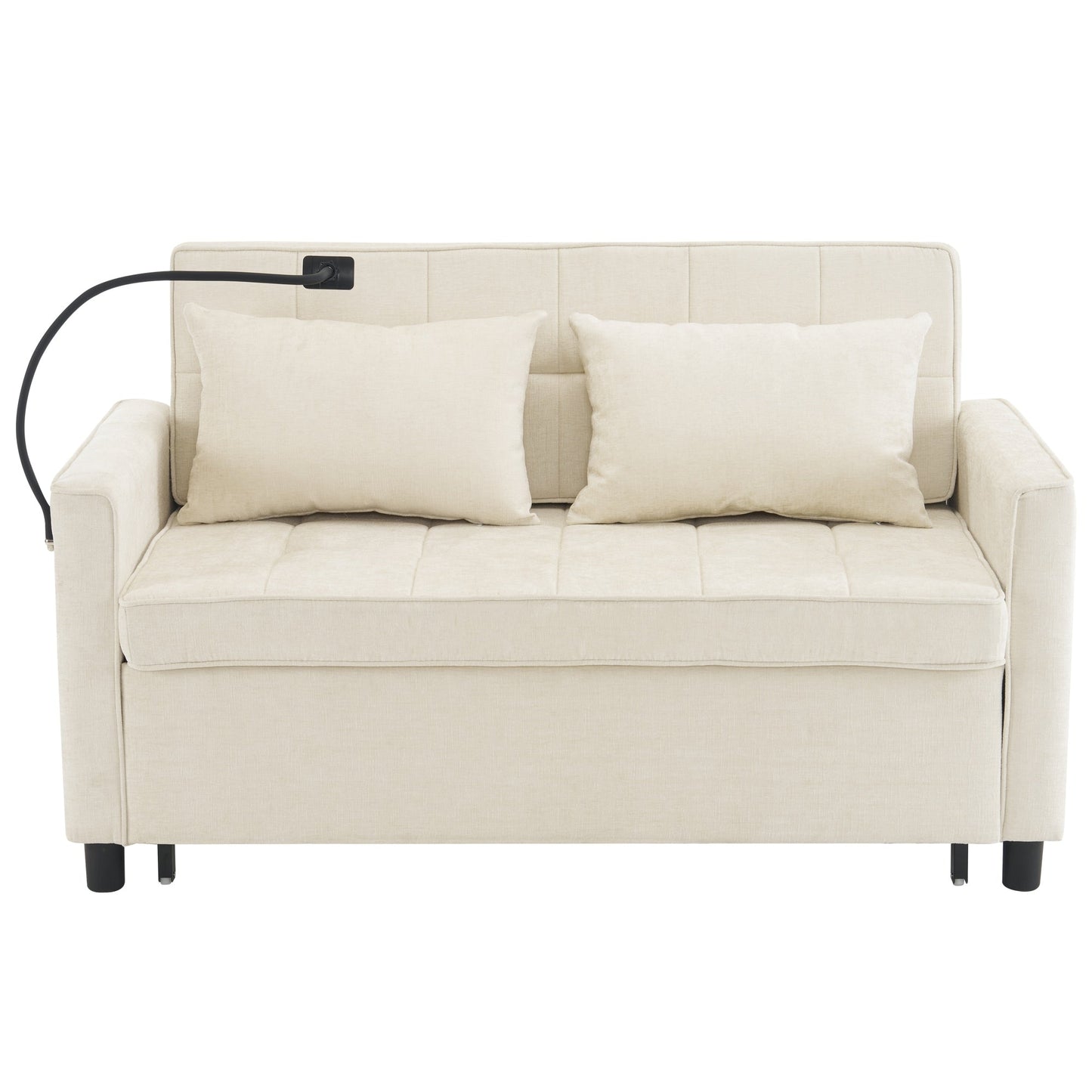 Divano letto estraibile Roomfitters Loveseat con cuscino schienale reversibile, tasche laterali, porte USB e porta telefono