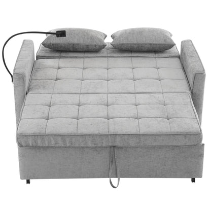 Divano letto estraibile Roomfitters Loveseat con cuscino schienale reversibile, tasche laterali, porte USB e porta telefono