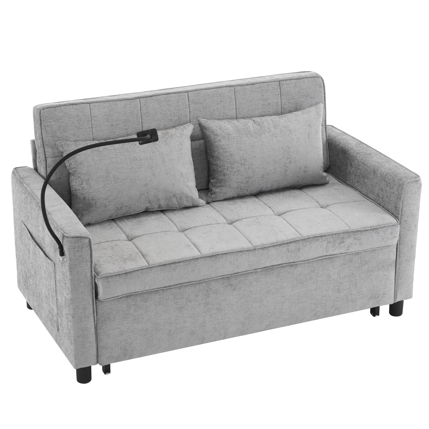 Divano letto estraibile Roomfitters Loveseat con cuscino schienale reversibile, tasche laterali, porte USB e porta telefono
