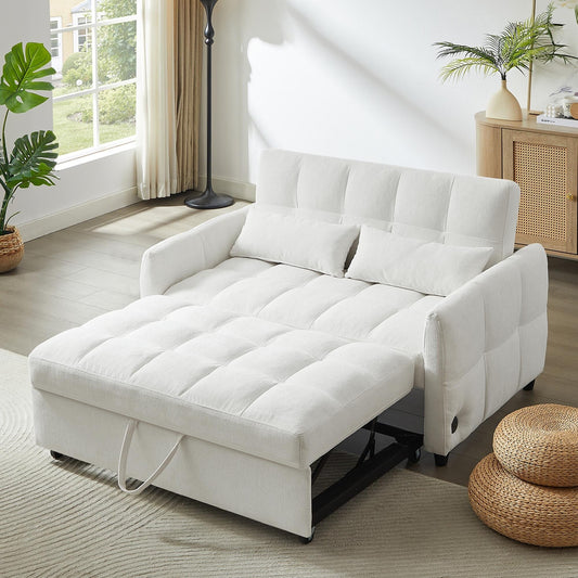 Divano letto estraibile Roomfitters Loveseat, divano letto imbottito con schienale regolabile, porte USB e cuscini lombari per il soggiorno