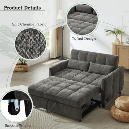 Divano letto estraibile Roomfitters Loveseat, divano letto imbottito con schienale regolabile, porte USB e cuscini lombari per il soggiorno
