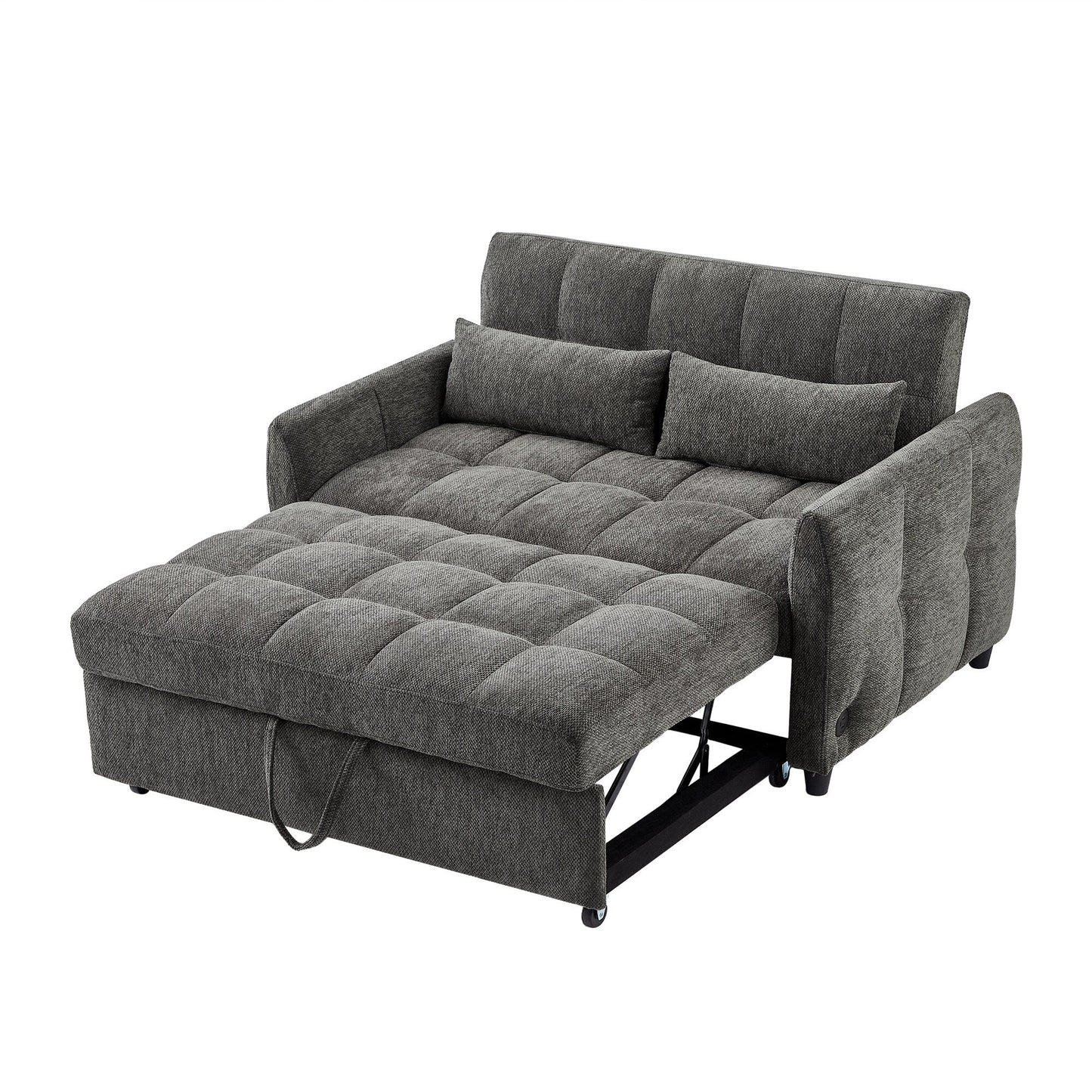 Divano letto estraibile Roomfitters Loveseat, divano letto imbottito con schienale regolabile, porte USB e cuscini lombari per il soggiorno