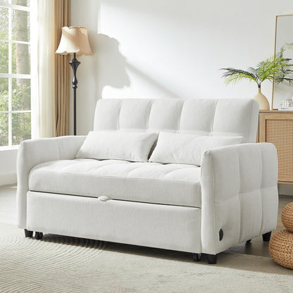 Divano letto estraibile Roomfitters Loveseat, divano letto imbottito con schienale regolabile, porte USB e cuscini lombari per il soggiorno