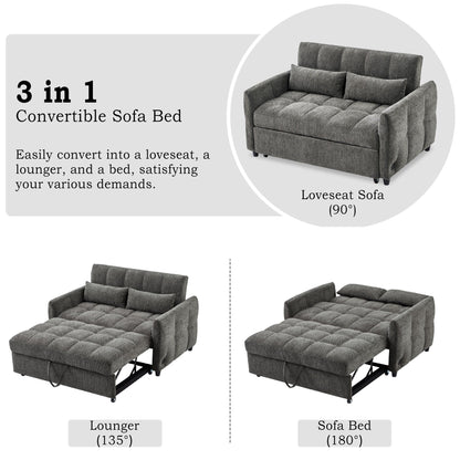 Divano letto estraibile Roomfitters Loveseat, divano letto imbottito con schienale regolabile, porte USB e cuscini lombari per il soggiorno