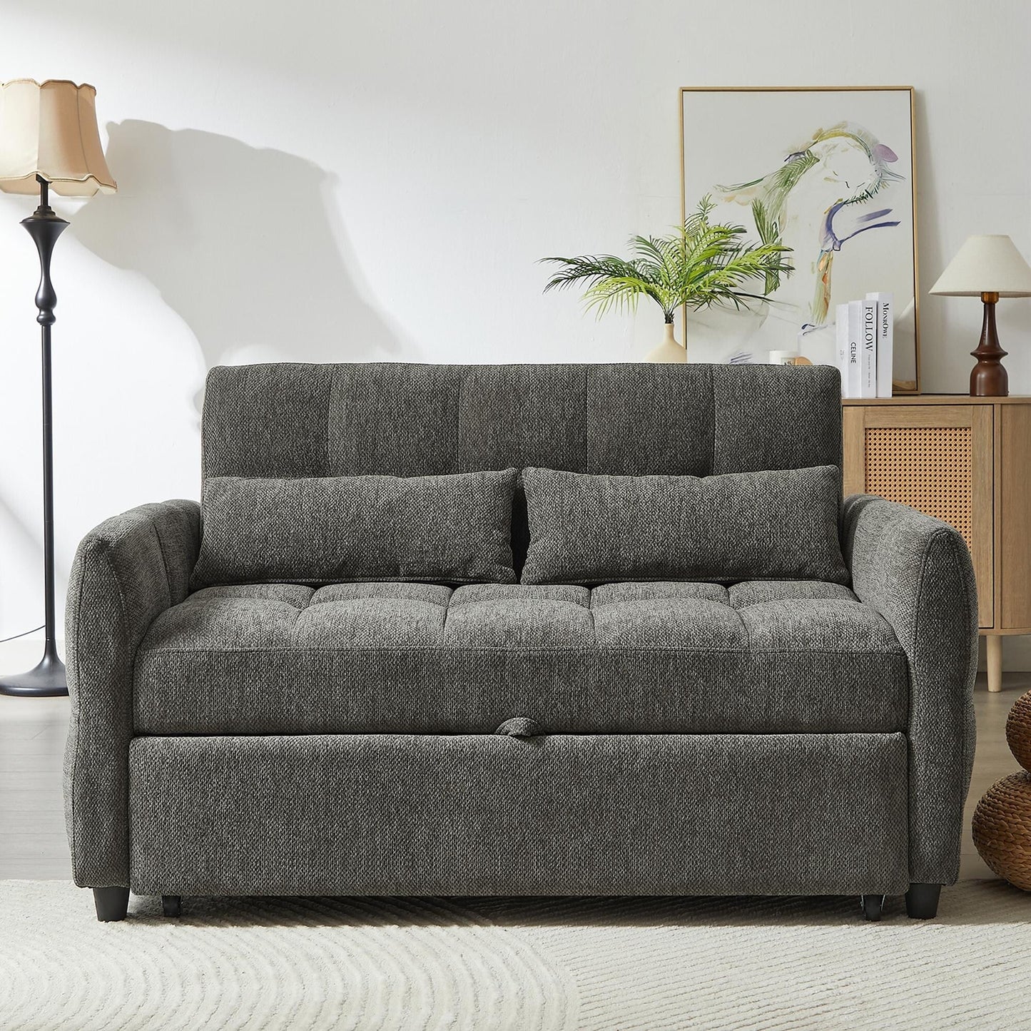 Divano letto estraibile Roomfitters Loveseat, divano letto imbottito con schienale regolabile, porte USB e cuscini lombari per il soggiorno