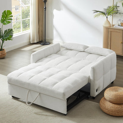 Divano letto estraibile Roomfitters Loveseat, divano letto imbottito con schienale regolabile, porte USB e cuscini lombari per il soggiorno
