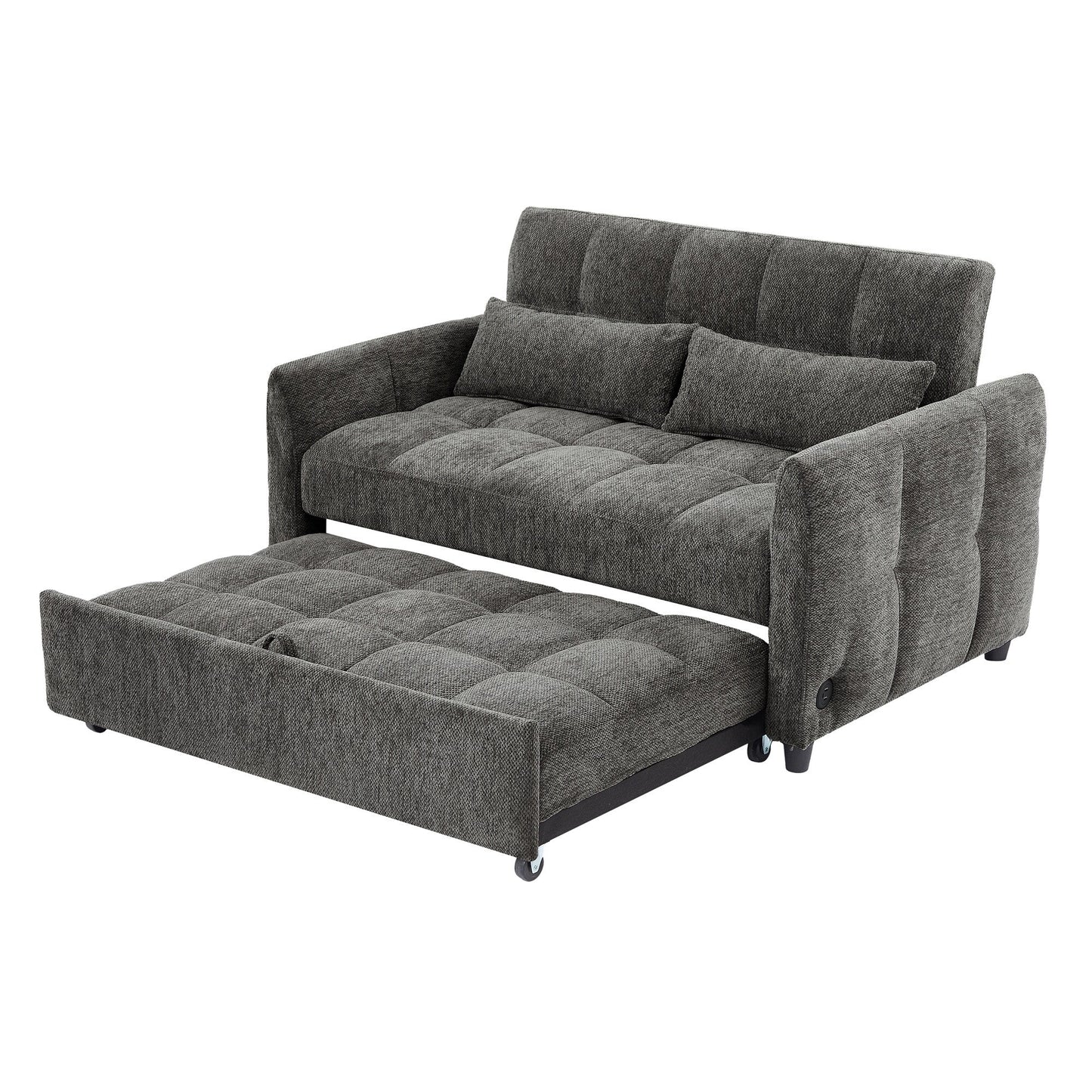 Divano letto estraibile Roomfitters Loveseat, divano letto imbottito con schienale regolabile, porte USB e cuscini lombari per il soggiorno