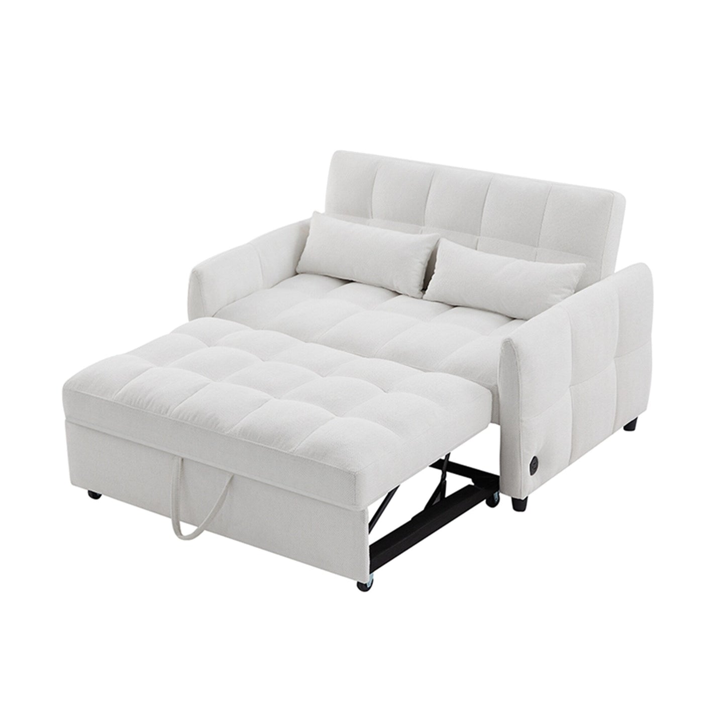 Divano letto estraibile Roomfitters Loveseat, divano letto imbottito con schienale regolabile, porte USB e cuscini lombari per il soggiorno