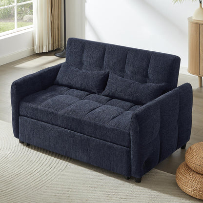 Divano letto estraibile Roomfitters Loveseat, divano letto imbottito con schienale regolabile, porte USB e cuscini lombari per il soggiorno