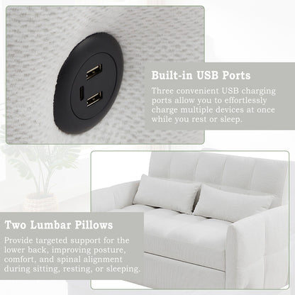 Divano letto estraibile Roomfitters Loveseat, divano letto imbottito con schienale regolabile, porte USB e cuscini lombari per il soggiorno