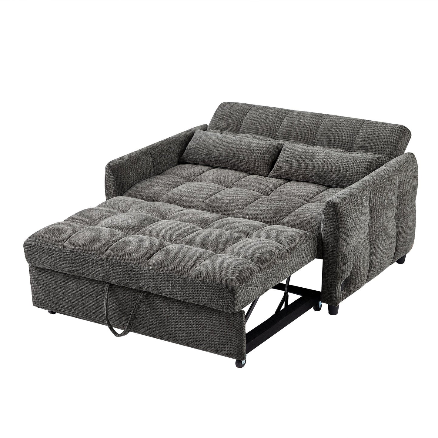 Divano letto estraibile Roomfitters Loveseat, divano letto imbottito con schienale regolabile, porte USB e cuscini lombari per il soggiorno