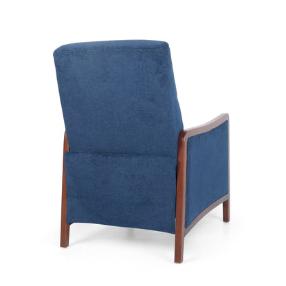 Poltrona reclinabile in legno con schienale a spinta, modello Mid Century Modern, in tessuto con cuciture a canale, elegante poltrona reclinabile per soggiorno