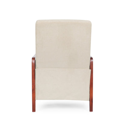 Poltrona reclinabile in legno con schienale a spinta, modello Mid Century Modern, in tessuto con cuciture a canale, elegante poltrona reclinabile per soggiorno