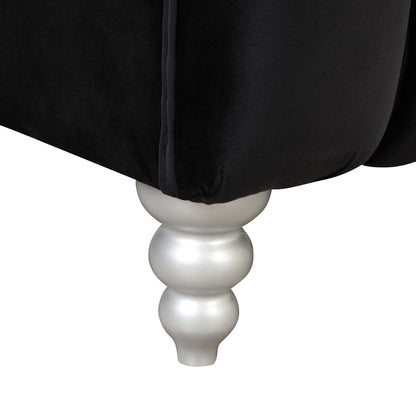 Set di divani moderni Roomfitters da 3 pezzi con gambe in legno massello, schienale capitonné, set di divani rivestiti in pile olandese