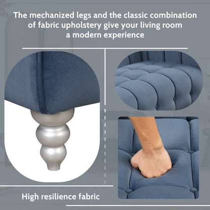 Set di divani moderni Roomfitters da 3 pezzi con gambe in legno massello, schienale capitonné, set di divani rivestiti in pile olandese