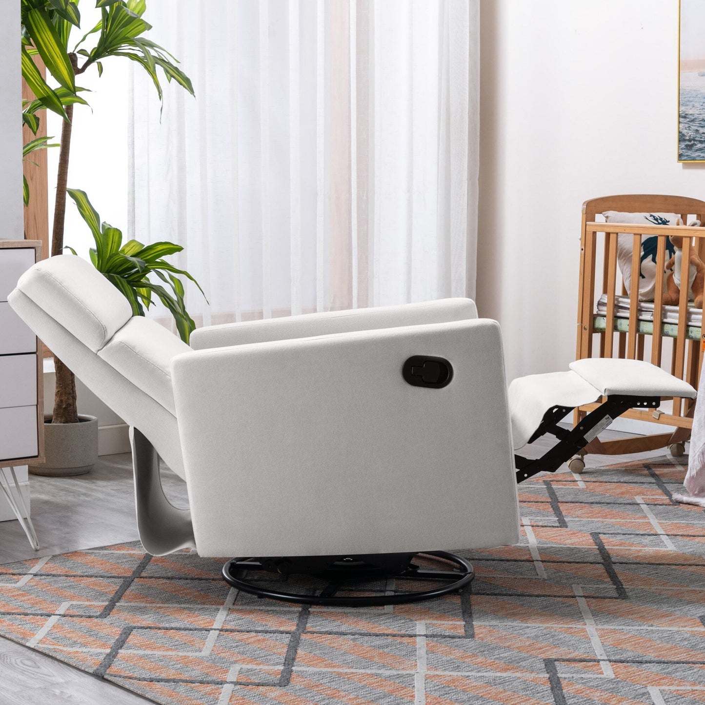 Poltrona a dondolo imbottita moderna per bambini Roomfitters, poltrona reclinabile girevole con seduta morbida