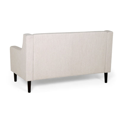 Divano moderno imbottito Roomfitters, divano con bottoni trapuntati, braccioli curvi e comodi cuscini