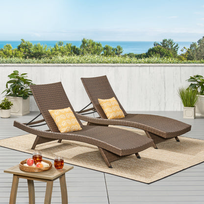 Set di chaise longue da esterno in vimini Roomfitters, sedie a sdraio reclinabili regolabili per patio, rattan resistente alle intemperie