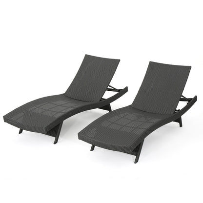 Set di chaise longue da esterno in vimini Roomfitters, sedie a sdraio reclinabili regolabili per patio, rattan resistente alle intemperie