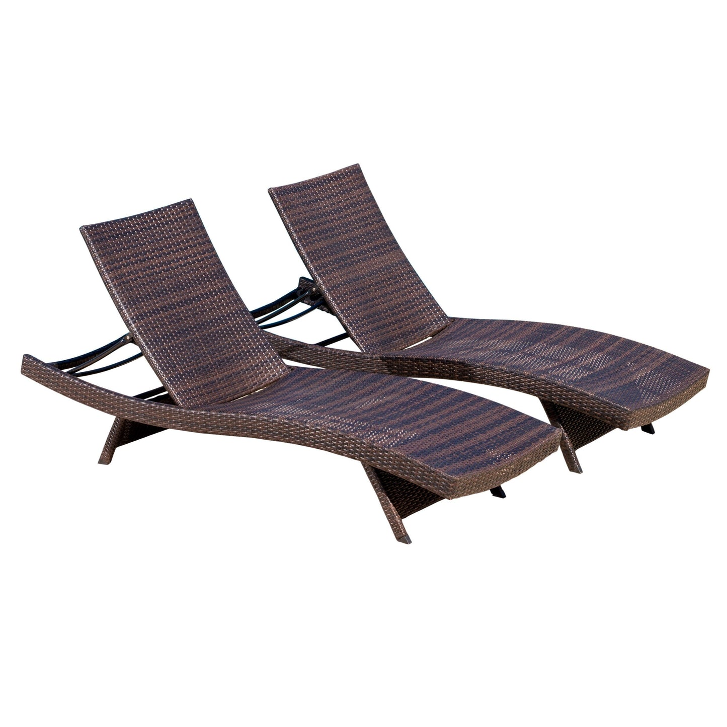 Set di chaise longue da esterno in vimini Roomfitters, sedie a sdraio reclinabili regolabili per patio, rattan resistente alle intemperie