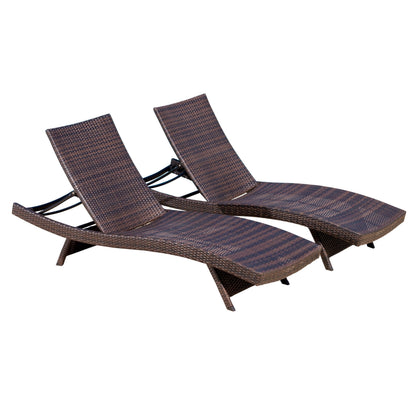 Set di chaise longue da esterno in vimini Roomfitters, sedie a sdraio reclinabili regolabili per patio, rattan resistente alle intemperie