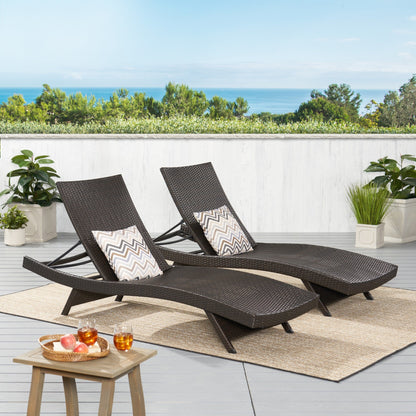 Set di chaise longue da esterno in vimini Roomfitters, sedie a sdraio reclinabili regolabili per patio, rattan resistente alle intemperie